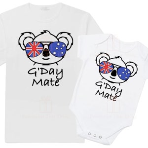 Macacão para bebê Austrália gday mate coala/camiseta infantil