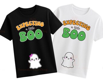Expecting a little boo pregnancy announcement tshirt pregnant Halloween costume