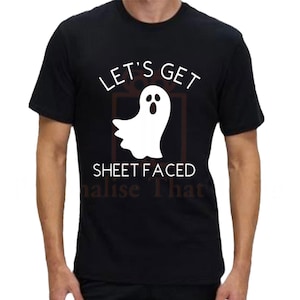mens lets get sheet faced halloween funny ghost t-shirt