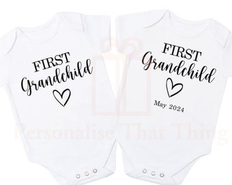 First grandchild pregnancy announcement baby bodysuit outfit