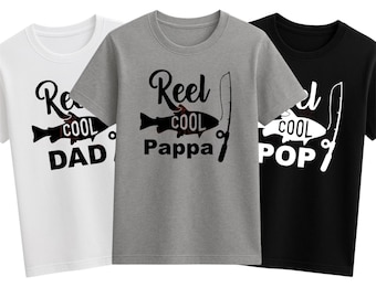 Reel cool dad / grandad custom name personalised Fishing Fisherman Tshirt