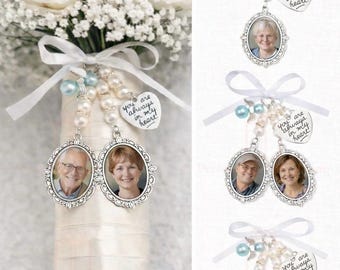Wedding remembrance bouquet jewellery charm, memorial for people in heaven, custom bridal keepsake, Loving memory photo