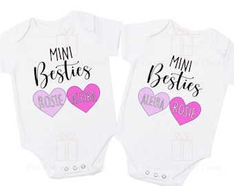 Personalised mini bestie best friends baby onesie / childrens tshirt