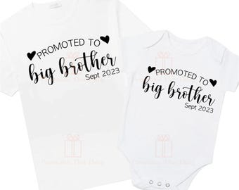 Promoted to Big brother personalised Pregnancy announcement baby bodysuit outfit / t-shirt