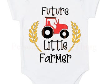Future little farmer baby pregnancy announcement bodysuit outfit