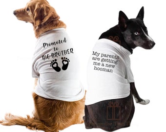 Pregnancy announcement promoted to big brother / sister Personalised custom pet dog T-shirts