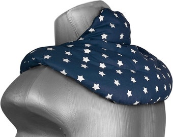 Neck pillow with stand-up collar, neck pillow, heat pillow - star blue - different fillings for grain pillows possible