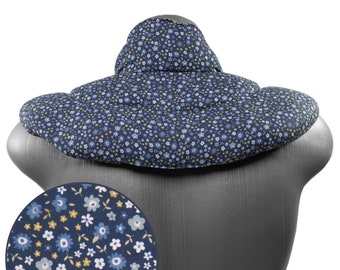 Coussin cervical avec col montant - fleurs bleues - Disponibles avec plusieurs remplissages différents