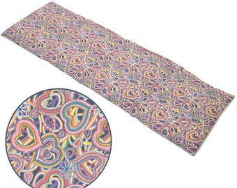 Grain pillow 60 x 20 cm 4-chamber | Organic fabric Psychedelic Heart | Heat pads and cold pads for microwaves, ovens and freezers