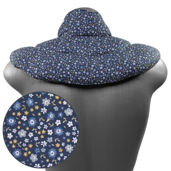 Coussin cervical avec col montant - fleurs bleues - Disponibles avec plusieurs remplissages différents
