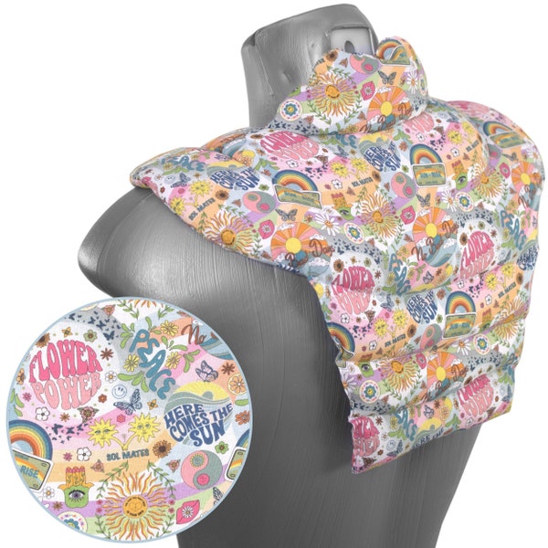 Nackkudde för halsrygg | Nacke + axlar + rygg | Blomsterkraftsdesign i ekologiskt tyg | Spannmålskudde | Värmepaket för nackkudde | Olika fyllningar