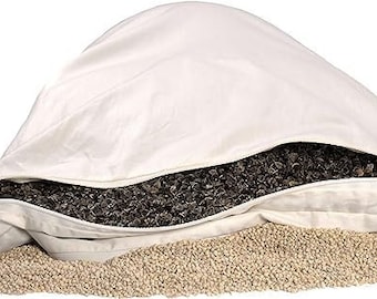 Oreiller à 2 chambres 40 x 60 cm ou 40 x 80 cm avec deux garnissages : millet bio + sarrasin bio, en coutil percale bio