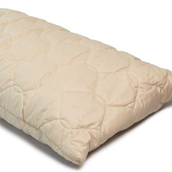 Oreiller en cosse d'épeautre bio 40 x 60 cm, tissu matelassé bio extra confort + cosse d'épeautre bio, oreiller de couchage non teint et écru, oreiller 60 x 40 cm