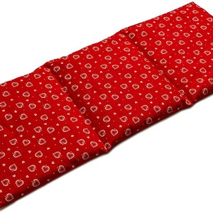 Graankussen 20 x 50 cm groot 3-kamer | Harten-Rood | Warmtekussens en koudekussens voor magnetrons, ovens en diepvriezers, b.v. kersenpit, spelt
