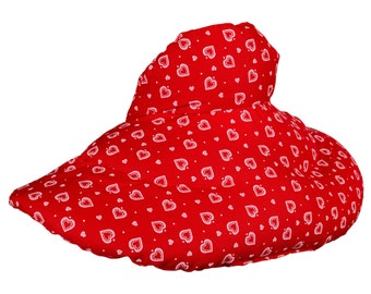 Neck pillow with stand-up collar, neck pillow, heat pillow -hearts-red- Different fillings for grain pillows possible