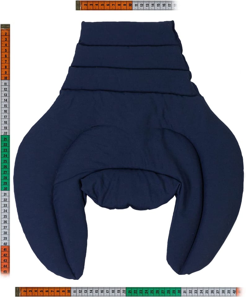 Coussin chauffant cervical maxi avec col montant et partie dorsale bleu foncé nuque épaules haut du dos Différents remplissages image 9
