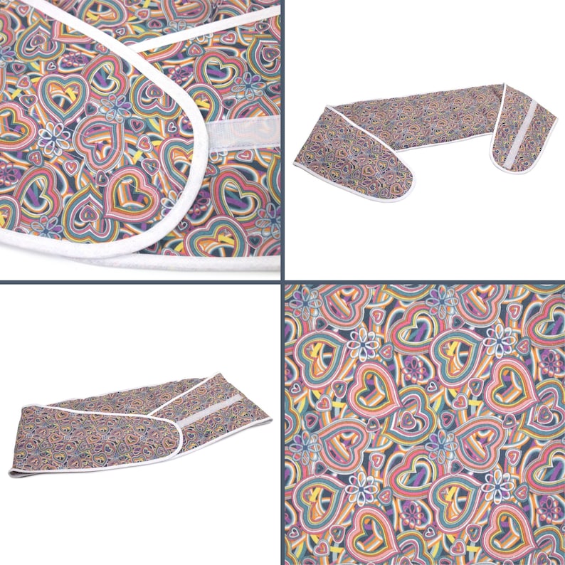 Belt with Velcro fastener for back/lumbar Organic fabric Psychedelic Heart Grain cushion approx. 135 cm long 7-chamber Heat pad to tie around image 5