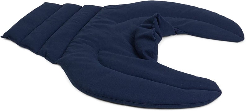 Coussin chauffant cervical maxi avec col montant et partie dorsale bleu foncé nuque épaules haut du dos Différents remplissages image 5