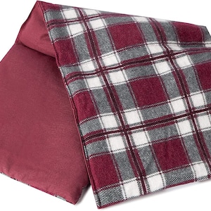 Graankussen 20 x 50 cm groot 3-kamer | Flanel geruit rood | Warmtekussens en koudekussens voor magnetrons, ovens en diepvriezers, b.v