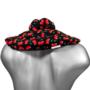 Neck pillow with stand-up collar, neck pillow, heat pillow -cherry-black- Different fillings for grain pillows possible