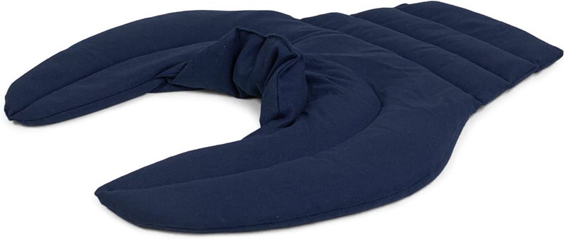 Coussin chauffant cervical maxi avec col montant et partie dorsale bleu foncé nuque épaules haut du dos Différents remplissages image 6