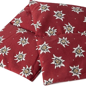 Grain pillow 60 x 20 cm 4-chamber | Flower-Edelweiss | Heat/cold pack for microwave/oven/freezer, e.g. cherry stone, spelt, and much more.