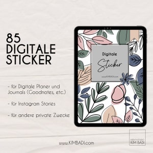 85 Digital Stickers (planners, instagram, etc.) high res - PNG and Goodnotes file (cropped) - “Plants and Shapes - Pastel”