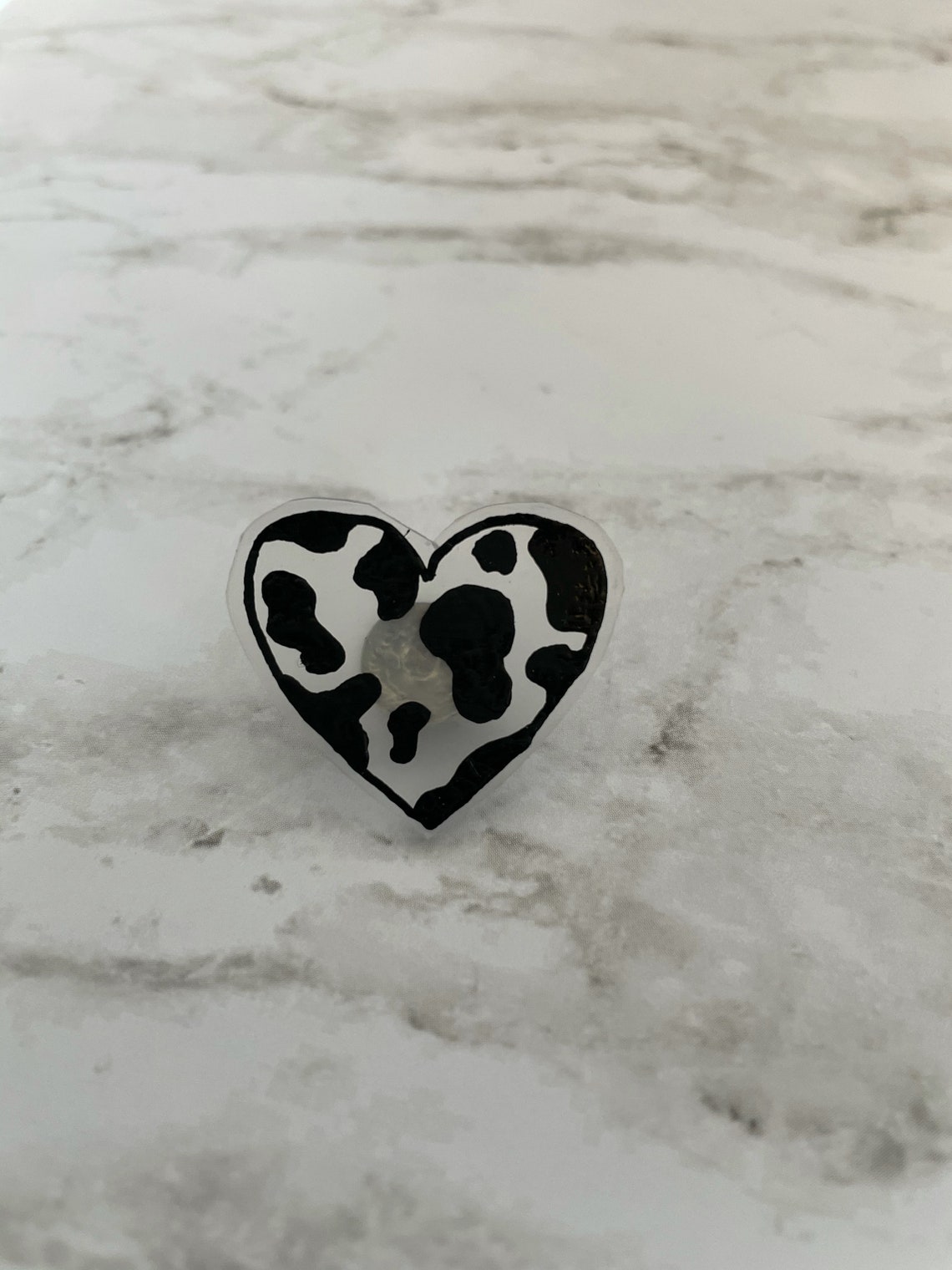 Cow Print Heart Shrinky Dink Pin | Etsy