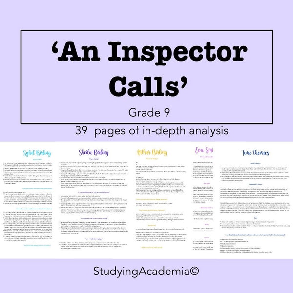 GCSE English Literature : An Inspector Calls Notes