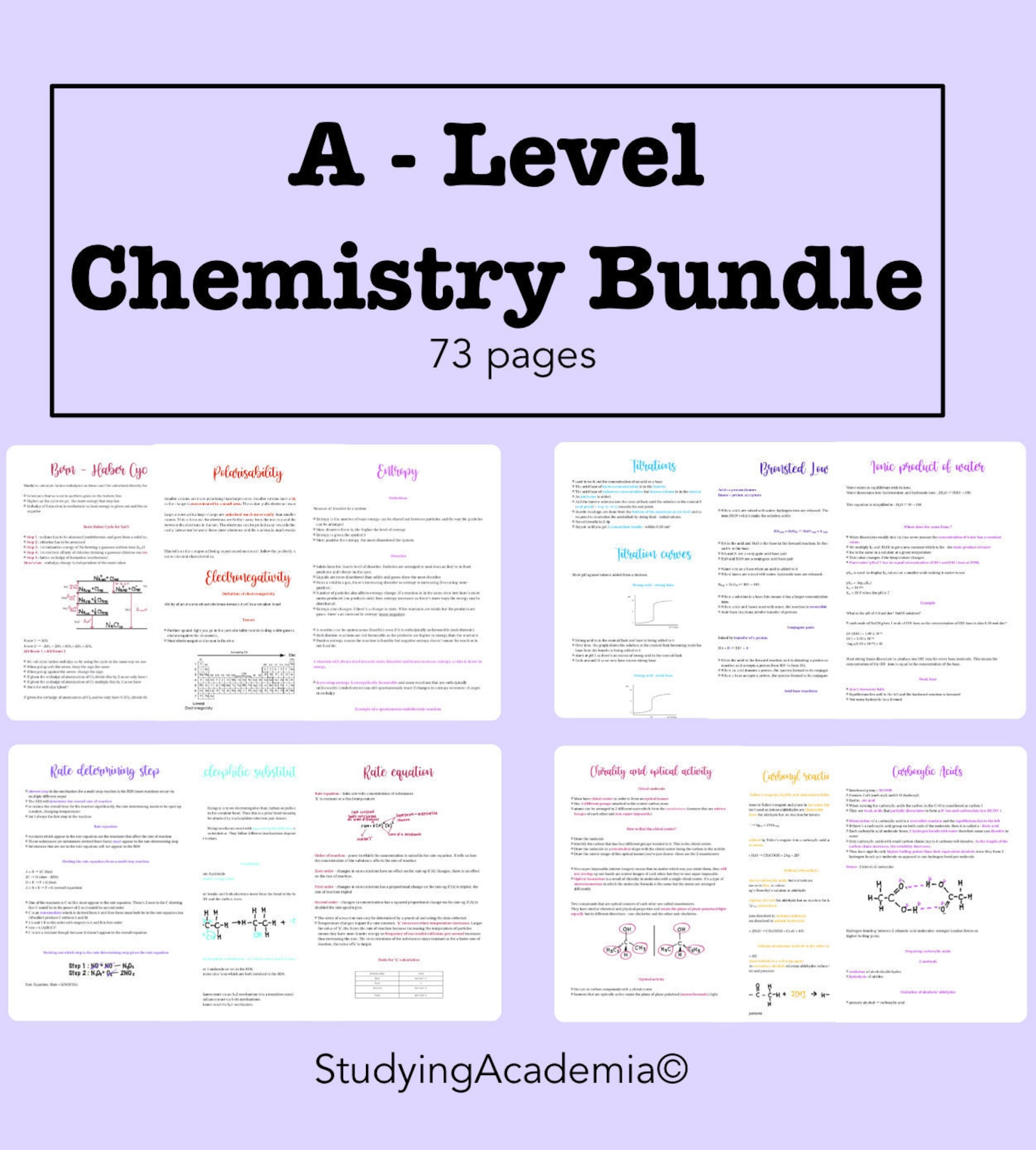 A LEVEL CHEMISTRY NOTES - Bundle - Etsy UK