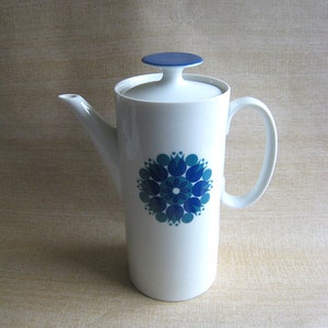 Mid Century Thomas Allemagne Porcelain Tulipes Coffee Pot en verts et bleus