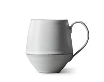 Tasse à café en céramique fabriquée à la main - Blanc moucheté, 8,5 oz, vernis mat, écologique, calibre 6,4 cm x 10 cm de haut