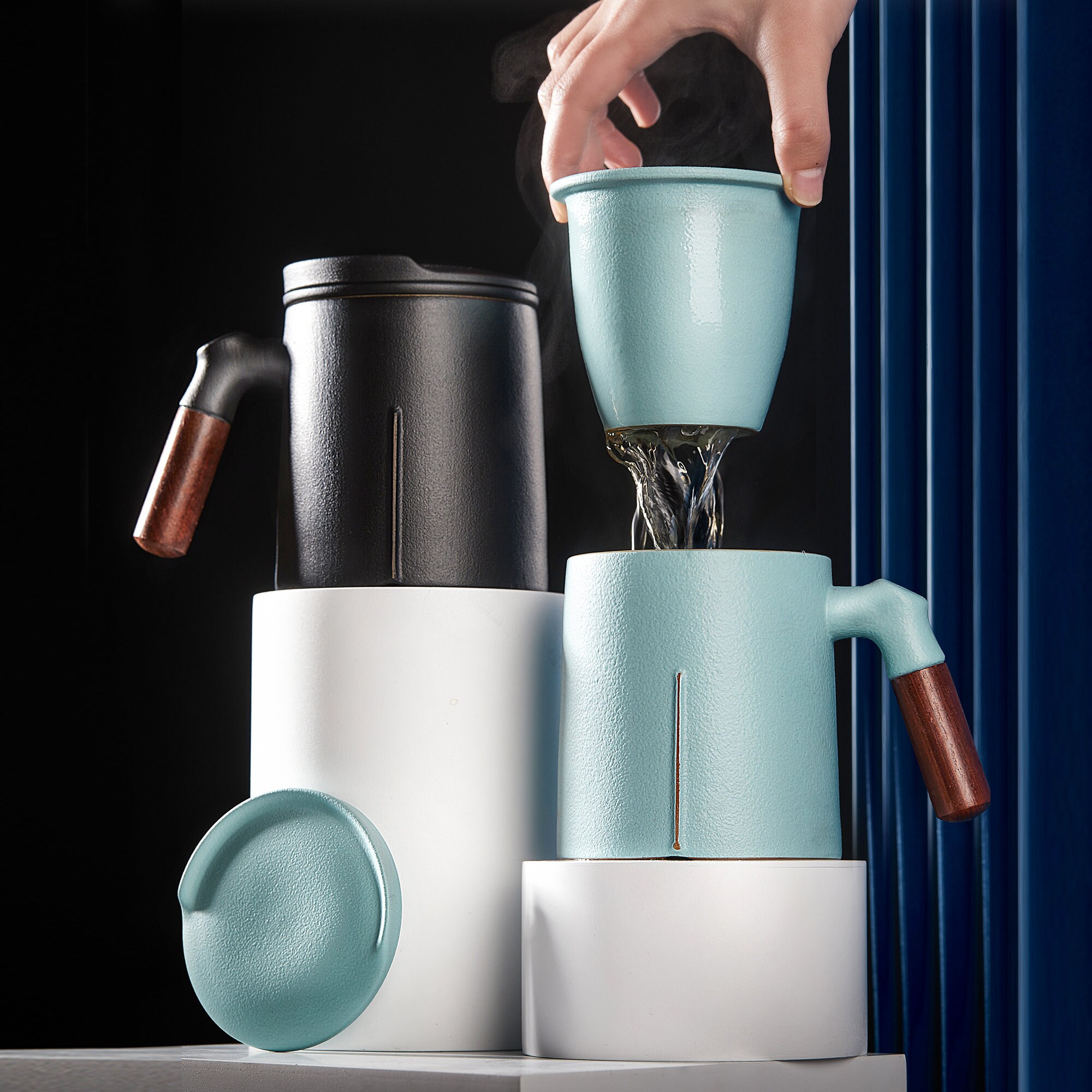 Wooden Handle Tea Cup with Infuser and LidCeramic Tea Mugs 10 Etsy