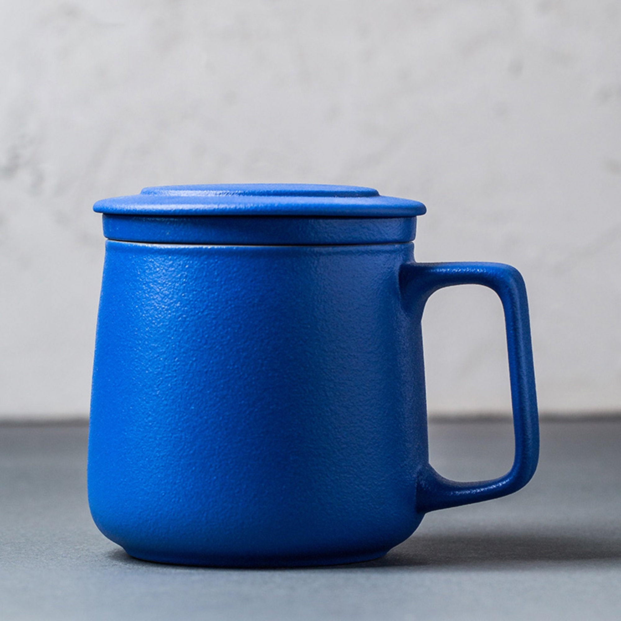 Ceramic Blue Tea Cup Infuser Mug With Lid and Infuser7 OZ Etsy UK