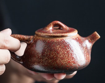 Chinese Red Temmoku Teapot in 2 Styles