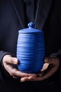 Ceramic Tea Canister in 2 Styles, Sealed Round Tea Canister Blue Caddy