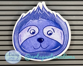 Sticker paarse luiaard, sticker luiaard, duurzame laptopsticker, cadeau voor luiaardliefhebber, schattige luiaard, vinylsticker
