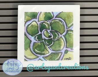 Succulent Sticker, Watercolor Succulent Sticker, Durable Laptop Sticker, Gift for Plant Lover, Plant Sticker, Vinyl Sticker