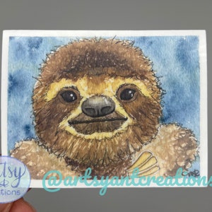 Sloth Sticker, Watercolor Sloth Sticker, Durable Laptop Sticker, Gift for Sloth Lover, Cute Sloth Sticker, Vinyl Sticker