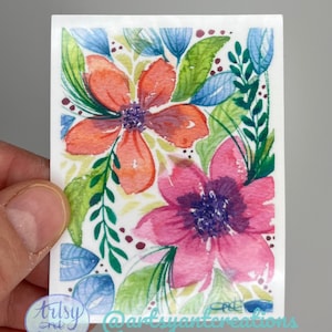 Floral Sticker, Watercolor Flowers Sticker, Durable Laptop Sticker, Gift for Floral Lover, Pink Floral Sticker, Vinyl Sticker