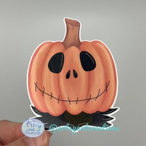 Creepy Pumpkin Sticker, Jack-o-lantern, Durable Laptop Sticker, Gift for Pumpkin Lover, Halloween, Vinyl Sticker