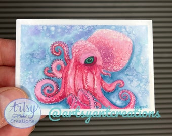 Octopus Sticker, Watercolor Octopus Sticker, Durable Laptop Sticker, Gift for Octopus Lover, Cephalopod Sticker, Vinyl Sticker