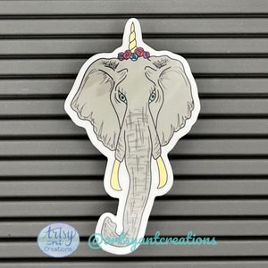 Elephantcorn Sticker, Cute Elecorn Sticker, Durable Laptop Sticker, Gift for Elephant Lover, Vinyl Sticker