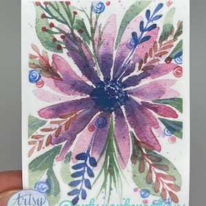 Floral Sticker, Watercolor Flowers Sticker, Durable Laptop Sticker, Gift for Floral Lover, Pink Floral Sticker, Vinyl Sticker