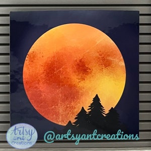 Blood Moon, Moon Sticker, Spooky Sticker, Durable Laptop Sticker, Gift, Night Moon, Halloween, Vinyl Sticker