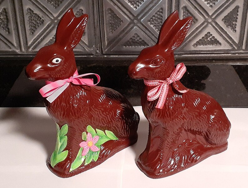 Ceramic Chocolate Rabbit Hand Painted and Glaze Coated Easter - Etsy