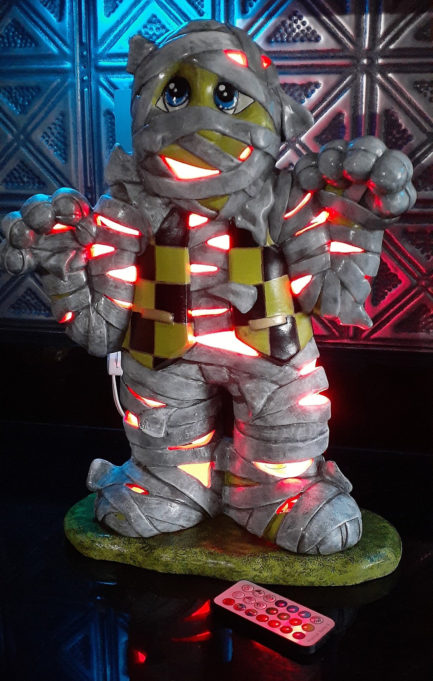 Bisque Large Illuminated Mummy Lamp, Halloween Light-up Mummy in