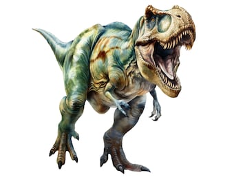 T-Rex Watercolor Clipart, High Quality 300 DPI Transparent Png File, Dinosaur Clipart, Dinosaur Png, Watercolor Clipart, Instant Download