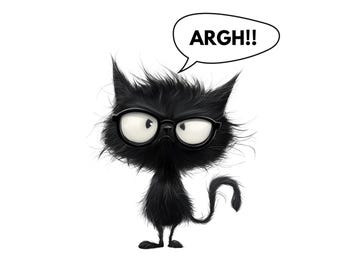 Clipart de gato gruñón y peculiar, imagen de alta calidad de 300 DPI con fondo transparente, clipart divertido, clipart de gato, gato peculiar png, gato divertido
