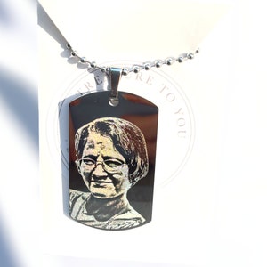 Photo Engraved Dog Tag Pendant Necklace | personalised photo necklace, for men, for dad, gifts for him, memorial necklace, funeral gift